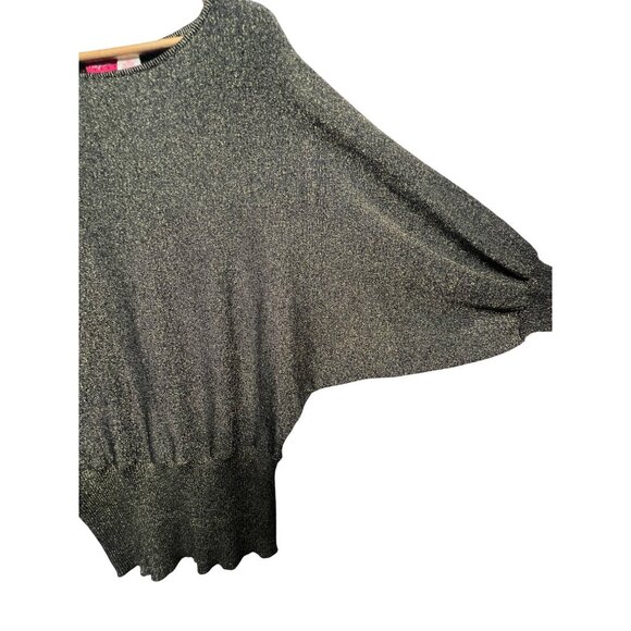 Red Paint Women Metallic Gold Gray Large Knit Sweater Cotton & Lurex Sparkly - Picture 13 of 16